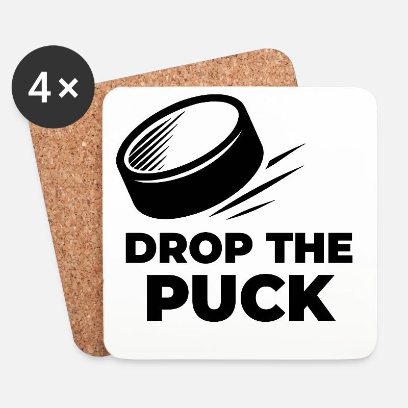 DROP_THE_PUCK - Untersetzer (4er-Set) - Weiß