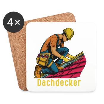 Dachdecker im Einsatz - Untersetzer (4er-Set) - Weiß - Vorne