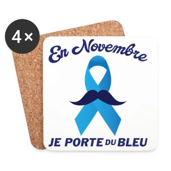 Mois de Sensibilisation au Cancer de la Prostate - Dessous de verre (lot de 4) - blanc - Devant