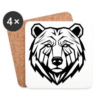 Geometric Bear Line Art - Coasters (set of 4) - white - Front