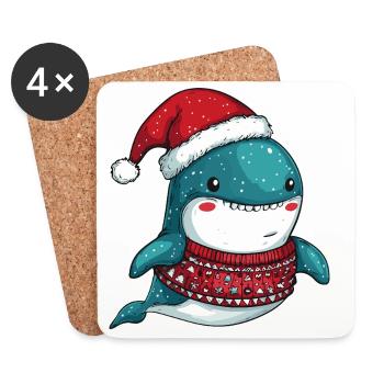 Noël baleine - Dessous de verre (lot de 4) - blanc - Devant