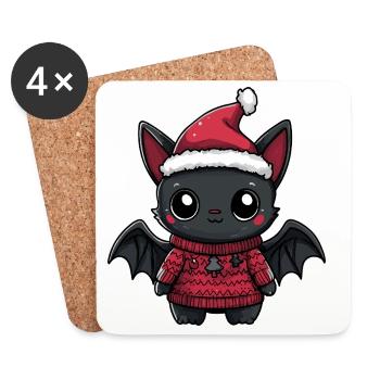 Noël de chauve-souris - Dessous de verre (lot de 4) - blanc - Devant