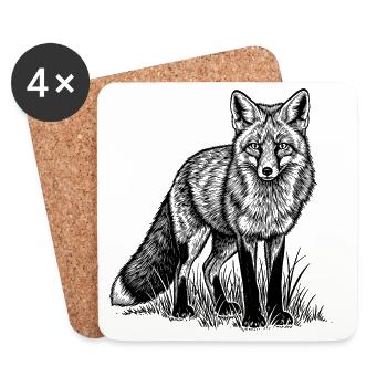 Deutscher Fuchs | Süßes Deutschland Motiv Geschenk - Untersetzer (4er-Set) - Weiß - Vorne