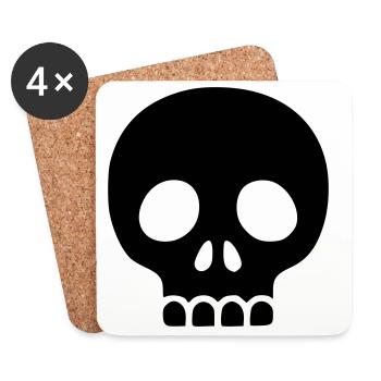 Totenkopf Vektor | Minimalistisches Schädel Symbol - Untersetzer (4er-Set) - Weiß - Vorne