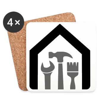 Haus & Handwerk – Hammer Schraubenschlüssel Pinsel - Untersetzer (4er-Set) - Weiß - Vorne