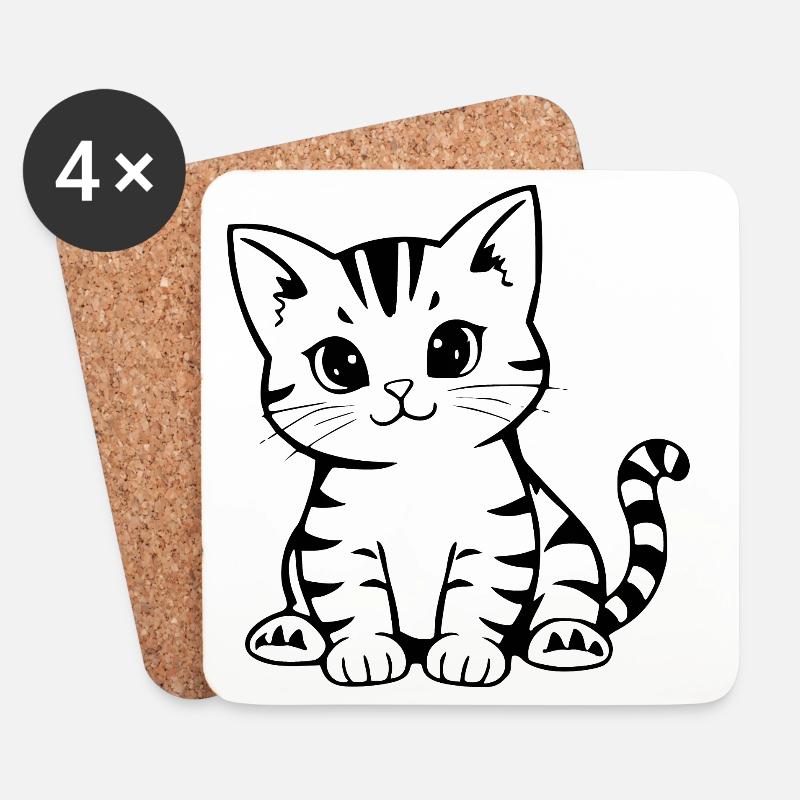 Katze Kätzchen Katzenshirt Katzen T-shirt Geschenk - Untersetzer (4er-Set) - Weiß
