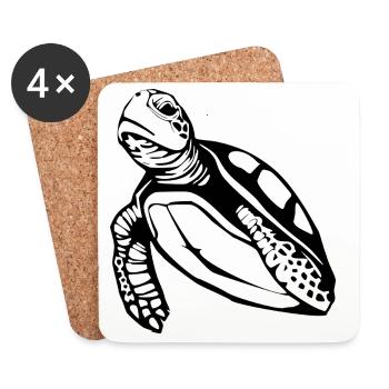 Turtle Turtles T-shirt Gift - Coasters (set of 4) - white - Front