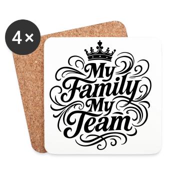 Meine Familie Mein Team - Untersetzer (4er-Set) - Weiß - Vorne