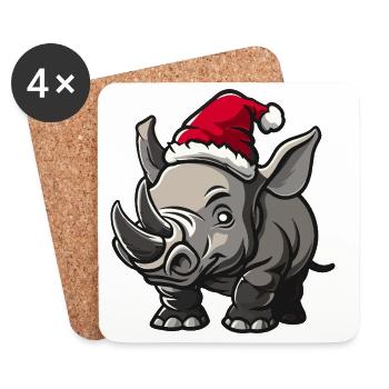 Rhino Christmas - Coasters (set of 4) - white - Front