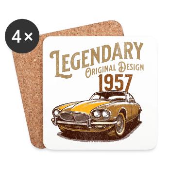 Légendaire voiture de 1957 design rétro - Dessous de verre (lot de 4) - blanc - Devant