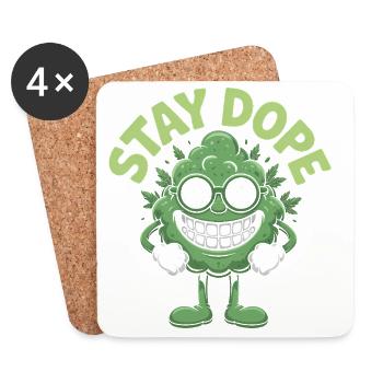 Stay D*pe - Funny Cannabis Memes - Untersetzer (4er-Set) - Weiß - Vorne