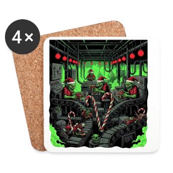Creepy Zombie Christmas Elf Gothic Horror Desig - Coasters (set of 4) - white - Front