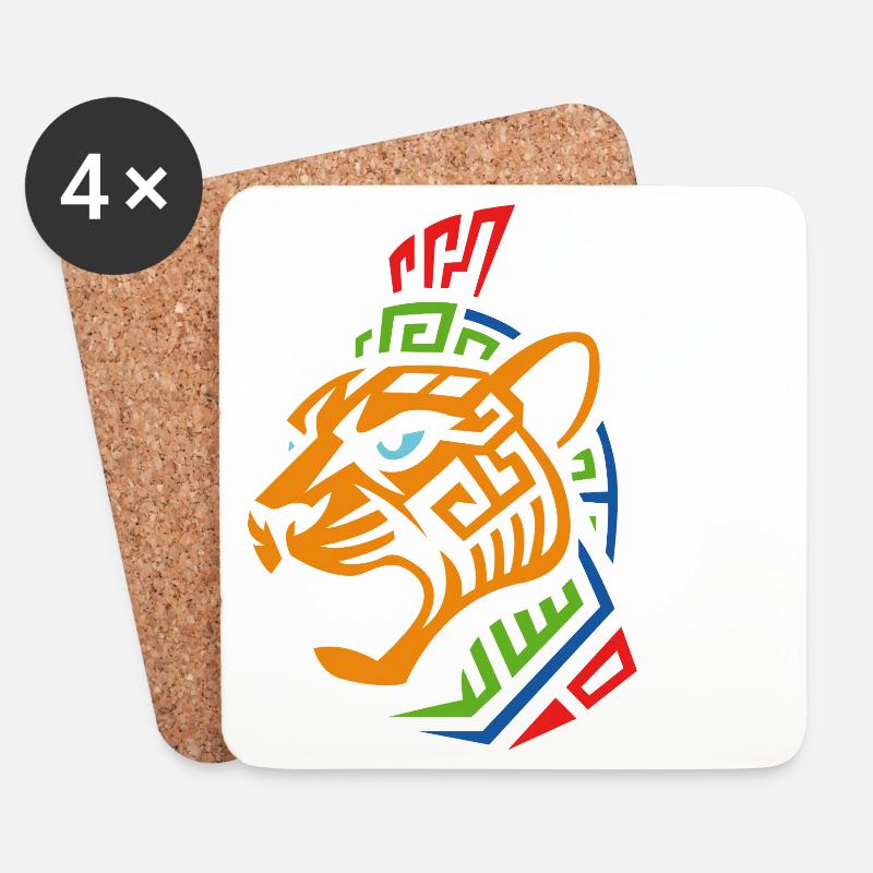 Tribal Tiger – Kraftvolles Ethno Design - Untersetzer (4er-Set) - Weiß