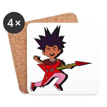 Spiky Rocker Guitar Burst - Coasters (set of 4) - white - Front