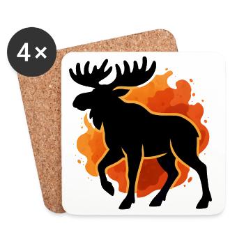 Flaming moose silhouette - Coasters (set of 4) - white - Front