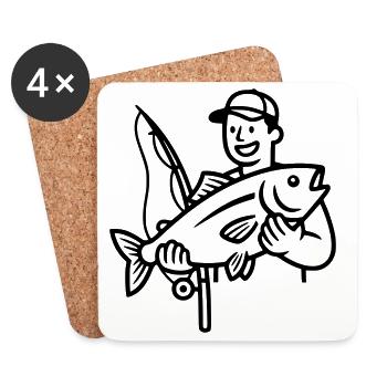 Pêcheur-fier-pêcheur-grosse-prise-1 - Dessous de verre (lot de 4) - blanc - Devant