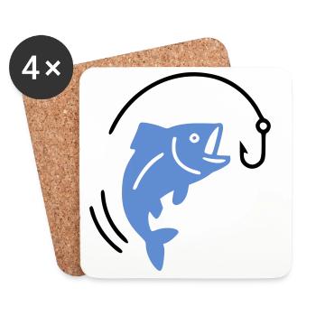 Pêche au poisson sur hameçon logo - Dessous de verre (lot de 4) - blanc - Devant