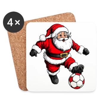 Footballeur Noël / Père Noël Football - Dessous de verre (lot de 4) - blanc - Devant