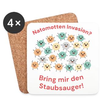 Natomotten (Flusen) Invasion – Staubsauger Humor - Untersetzer (4er-Set) - Weiß - Vorne