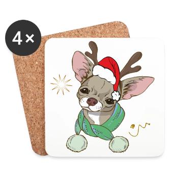 Renne de Noël laid - Dessous de verre (lot de 4) - blanc - Devant