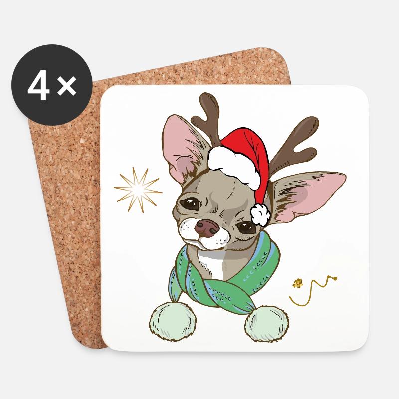 Ugly Christmas Rentier - Untersetzer (4er-Set) - Weiß