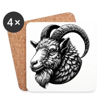 Goat Face Goat Portrait - Coasters (set of 4) - white - Front