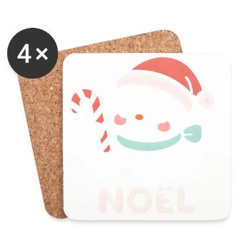Bonhomme Noel Candy Cane - Dessous de verre (lot de 4) - blanc - Devant