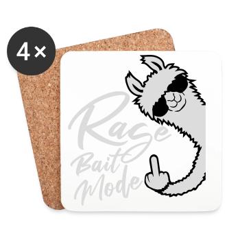 Rage Bait Llama Alpaga Lunettes de Soleil Doigt d’Honneur - Dessous de verre (lot de 4) - blanc - Devant