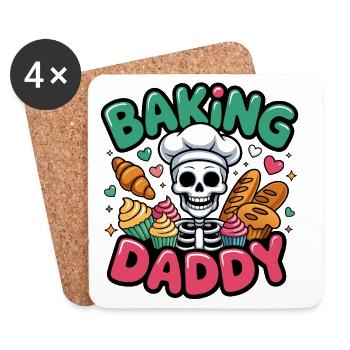 Baking Daddy Totenkopfkoch - Untersetzer (4er-Set) - Weiß - Vorne