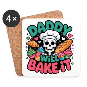 Papa le fera cuire Skeleton Chef - Dessous de verre (lot de 4) - blanc - Devant