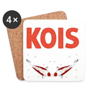 Sorry I Can't My Kois Need Me Funny Fish Pond - Coasters (set of 4) - white - Front