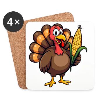 Thanksgiving Funny Thanksgiving Turkey - Coasters (set of 4) - white - Front