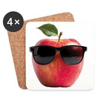 Apfel mit Sonnenbrille - Untersetzer (4er-Set) - Weiß - Vorne