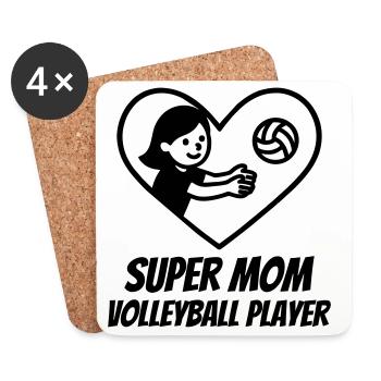 Super Mama Volleyballerin – Herz Volleyball - Untersetzer (4er-Set) - Weiß - Vorne