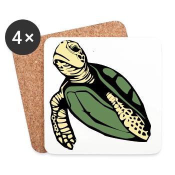 Turtle Turtles - Coasters (set of 4) - white - Front