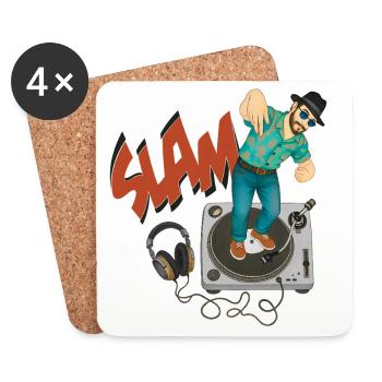 SLAM GUY – nette Leute - Untersetzer (4er-Set) - Weiß - Vorne