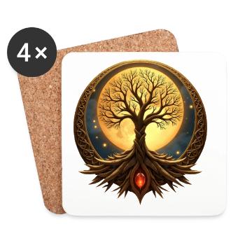 Lunar Tree of Life - Coasters (set of 4) - white - Front
