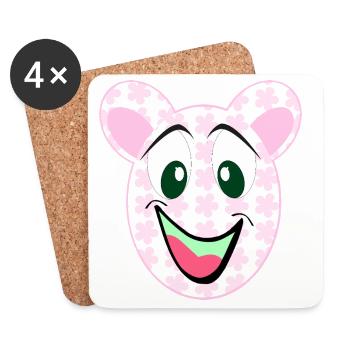 Bear Floral Pattern Smile - Coasters (set of 4) - white - Front