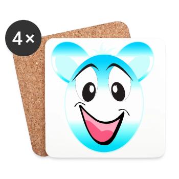 Cheerful Blue White Bear Mascot - Coasters (set of 4) - white - Front