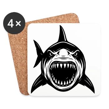 Weißer Hai Shark Attack Angriff  - Untersetzer (4er-Set) - Weiß - Vorne