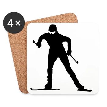 Ski de fond - Dessous de verre (lot de 4) - blanc - Devant