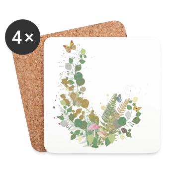 Enchanting forest edge scene with delicate details - Coasters (set of 4) - white - Front