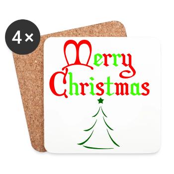 Joyeux sapin gothique de Noël - Dessous de verre (lot de 4) - blanc - Devant