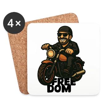 Casual Biker on Motorcycle Comic - Coasters (set of 4) - white - Front