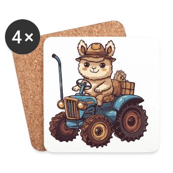Éleveur de tracteurs alpaga lama - Dessous de verre (lot de 4) - blanc - Devant