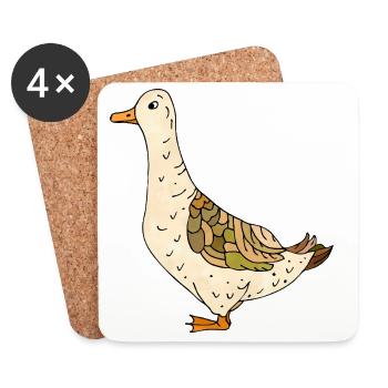 canard - Dessous de verre (lot de 4) - blanc - Devant