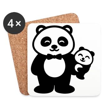 Panda Father Baby Gift Family - Coasters (set of 4) - white - Front