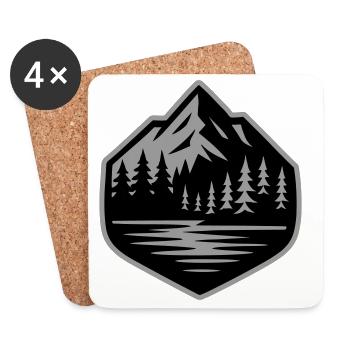 Mountains Landscape Forest Mountains - Coasters (set of 4) - white - Front