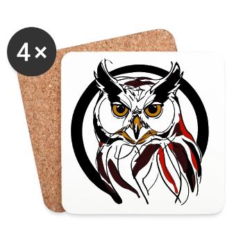 Oiseau de nuit - Dessous de verre (lot de 4) - blanc - Devant
