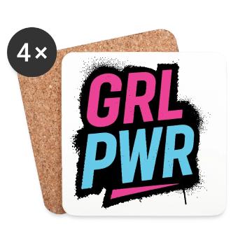 GIRL POWER - let's talk - Coasters (set of 4) - white - Front